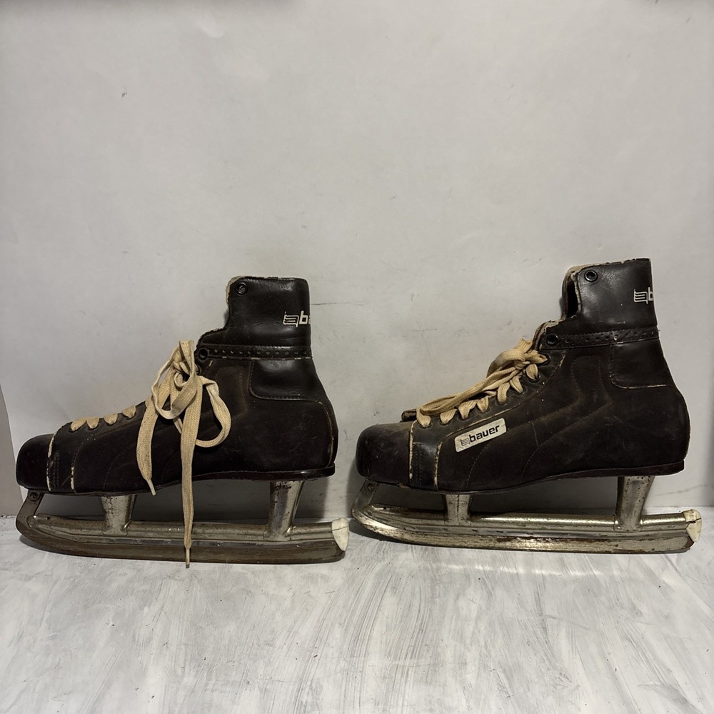 Bauer Vintage Hugger Black Hockey Ice Skates NO SIZE 11”  Heel To Toe, WORN